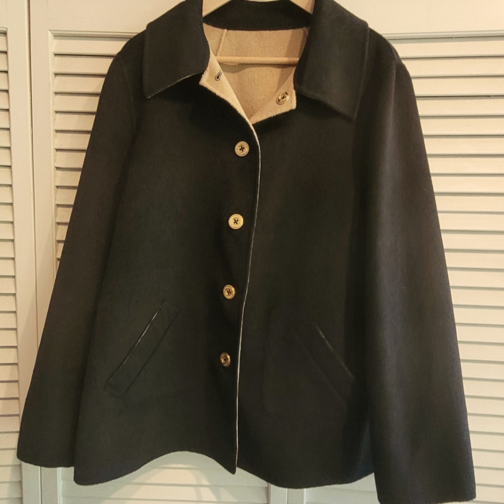 Vintage St. John Reversible Cashmere Pea Coat